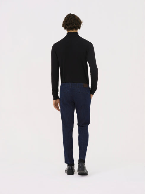 PANTALONE TASCA AMERICA LUNGO DENIM CON FRISI DIETRO